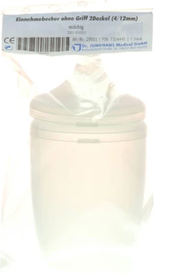 Dr. Junghans Medical Einnehmebecher ohne Griff mit 2x Deckel 4+12mm milchig, 250ml
