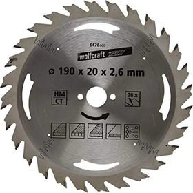 Wolfcraft Serie Silber Kreissägeblatt 28Z, 190x2.6x20mm, 1 Stück