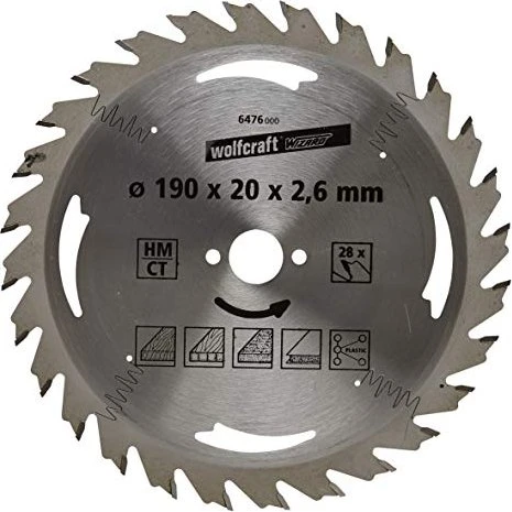 Wolfcraft Serie Silber Kreissägeblatt 28Z, 190x2.6x20mm, 1 Stück