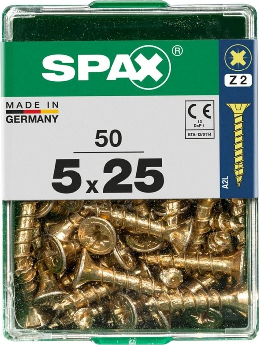 Spax YELLOX A2L 4CUT PZ2 Universalschraube, 5x25mm, 50 Stück