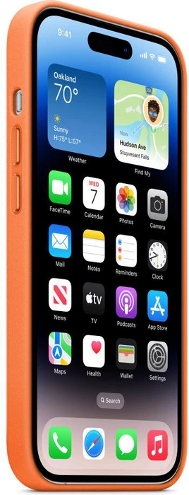 Apple Leder Case mit MagSafe für iPhone 14 Pro orange