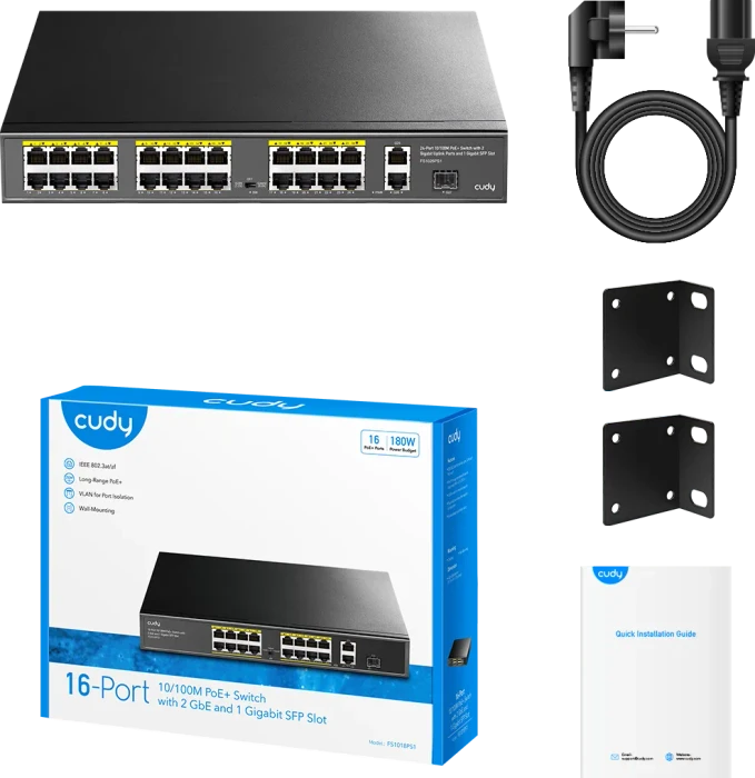 Cudy FS10 Rackmount Switch, 18x RJ-45, 1x SFP, 200W PoE+