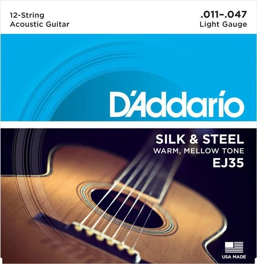 D'Addario Silk & Steel 12-String Folk Guitar Light