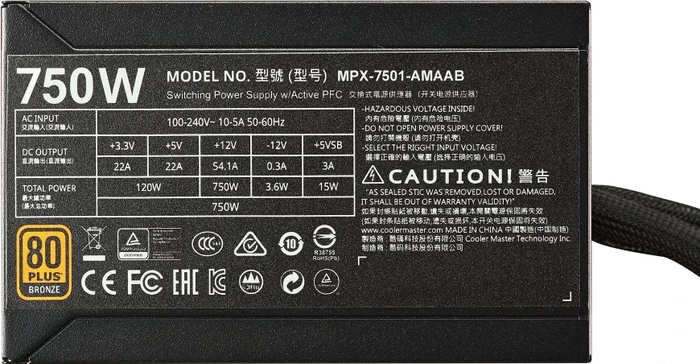 Cooler Master MasterWatt 750W, ATX 2.4