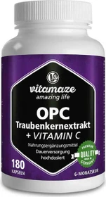 Vitamaze OPC Traubenkernextrakt hochdosiert + Vitamin C Kapseln, 180 Stück
