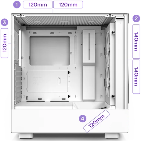 NZXT H5 Elite, weiß, Glasfenster