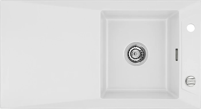 systemceram Siro 90 Einbau Becken rechts mit Ablauffernbedienung satin