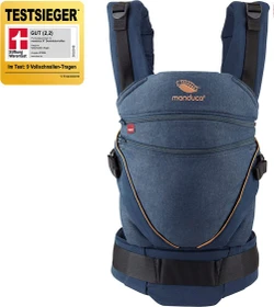 Manduca XT Cotton Babytrage denim blue-toffee
