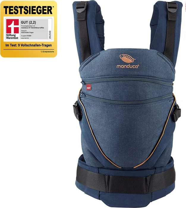 Manduca XT Cotton Babytrage denim blue-toffee