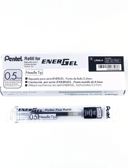 Pentel EnerGel Roller Pen LRN5-AX, Tintenrollermine 0.25mm (0.5mm Ball) schwarz, 12er-Pack