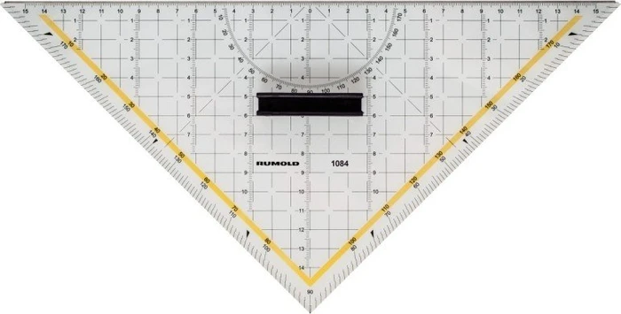 Rumold Technisches Zeichendreieck 32.5cm, mit Schneidekante und Griff, transparent