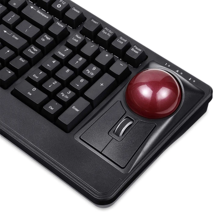 Perixx Periboard-522 Large Trackball Mechanical Trackball Keyboard schwarz, Kailh BROWN, USB, US