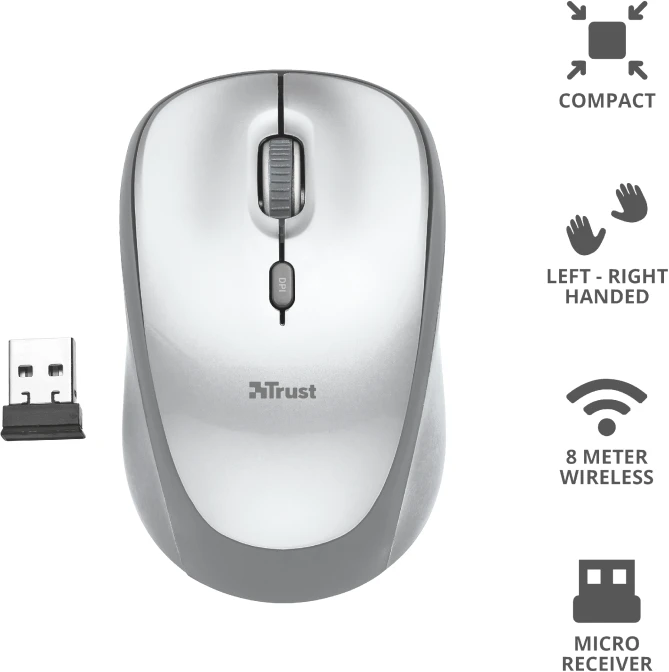 Trust Yvi Wireless Mouse weiß, USB