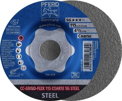 Pferd CC-GRIND-FLEX 115 Coarse SG STEEL CC-GRIND Schleifscheibe, 115x22.23mm, 10 Stück
