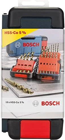 Bosch Professional HSS-Co Spiralbohrer-Sortiment inkl. Werkzeugbox, 18-tlg.