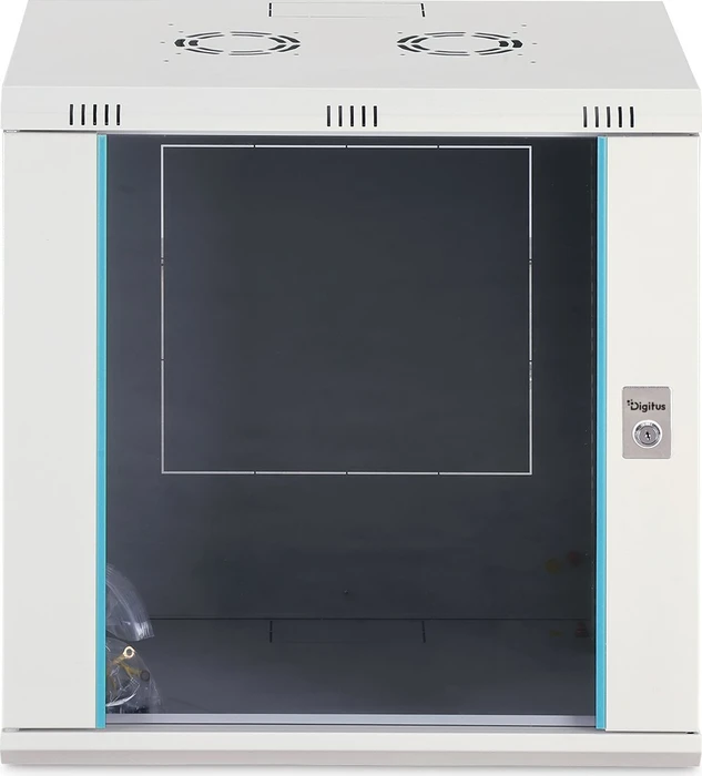 Digitus Dynamic-N Serie 19" Wandgehäuse 12HE, unmontiert, Sicherheitsglastür, IP2X, RAL 7035, 450mm tief