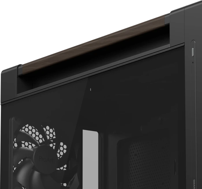 ASUS ProArt PA602 Wood Edition Modern Black, schwarz/braun, Tempered Glass Panel, Glasfenster