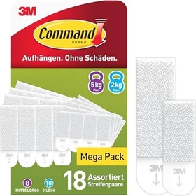 3M Command Klettstreifen sortiert 18 Stück weiß