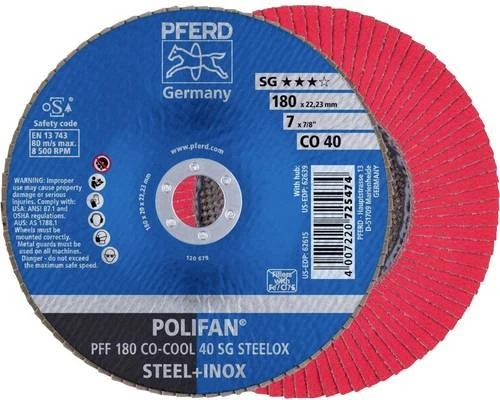 Pferd PFF 180 CO-COOL 40 SG STEELOX POLIFAN Fächerschleifscheibe K40, 180x22.23mm, 10 Stück