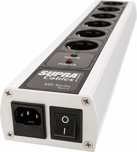 Supra Cables LoRad MD06-EU/SP MK3 Switch mit Schalter, Überspannungsschutz und Netzfilter, 6-fach, schwarz/silber