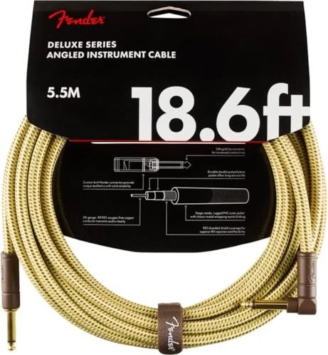 Fender Deluxe Series Instrument Cable Tweed Angled 5.5m