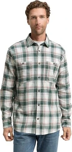 Tom Tailor Comfort Fit Flanell Karomuster Hemd langarm off white/multicolor check (Herren)