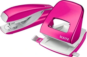 Leitz New NeXXt WOW, Bürolocher und Büroheftgerät Metall, Pink, Set
