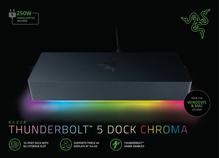 Razer Thunderbolt 5 Dock, schwarz, EU, Thunderbolt 5 [Buchse]
