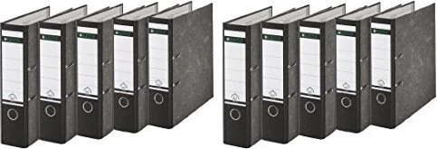 Leitz Qualitäts Ordner 2-Ring 180° Klimaneutral, 80mm, A4, schwarz, 10er-Pack