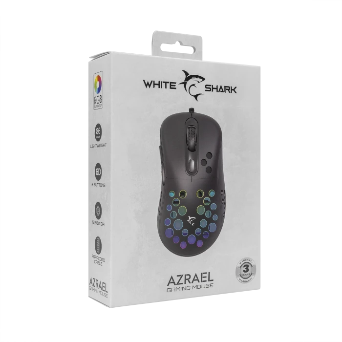 White Shark Azrael Black Gaming Mouse, schwarz, USB