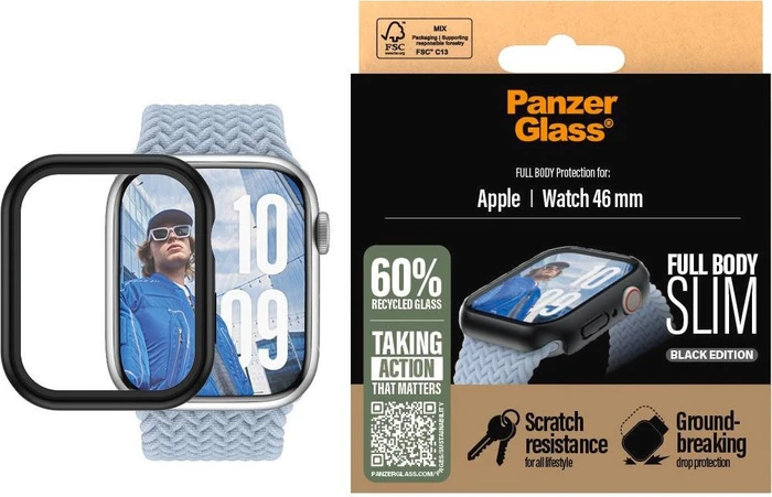 PanzerGlass Screen Protector Snappie Full Body Slim für Apple Watch (49mm) schwarz