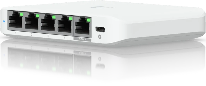 Ubiquiti UniFiSwitch Flex Mini Desktop 2.5G Smart Switch, 5x RJ-45, PoE PD