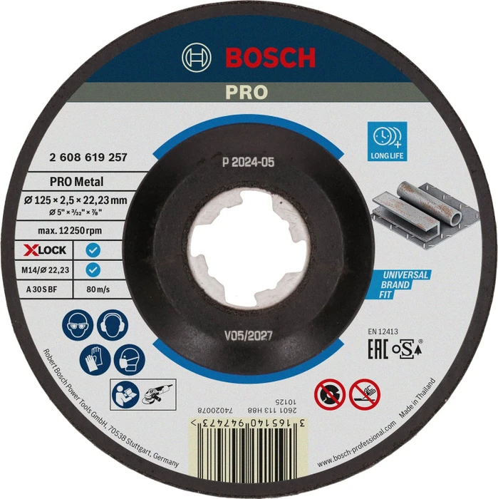 Bosch Professional X-LOCK Expert for Metal Trennscheibe gekröpft, 125x2.5x22.23mm, 1 Stück