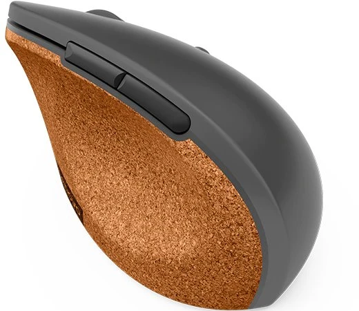 Lenovo Go Wireless Vertical Mouse Storm Grey mit Naturkork, USB
