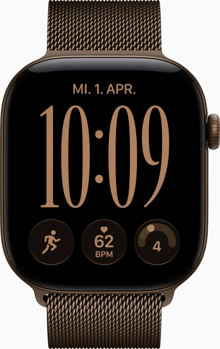 Apple Watch Series 12 (GPS) 46mm Aluminium dunkelbronze mit Milanaise-Armband M/L dunkelbronze