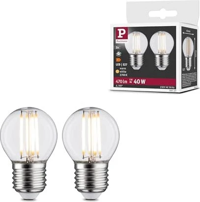 Paulmann Filament LED Tropfen E27 5W/827 klar, 2 Stück