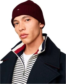 Tommy Hilfiger Flag Kaschmir Beanie deep rouge