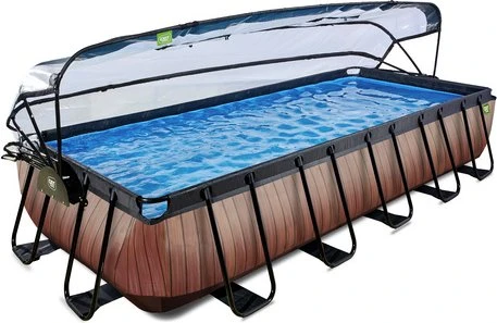 Exit Toys Wood Frame Pool mit Sandfilterpumpe und Abdeckung rechteckig 540x250x100cm