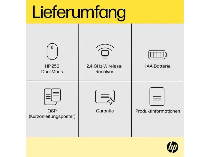 HP 250 Dual Mode Wireless Mouse, schwarz, USB/Bluetooth
