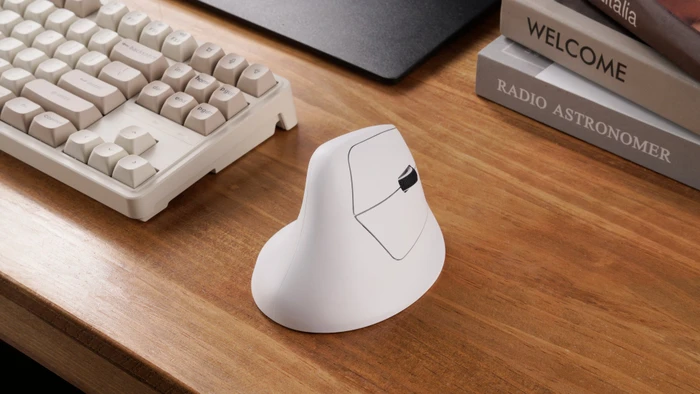 Keychron M5 8K Wireless Ergonomic Mouse weiß, USB/Bluetooth