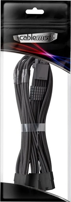 CableMod Pro ModMesh 12VHPWR PCI-e Extension, 3x 8-Pin PCIe Stecker auf 16-Pin PCIe 5.0 12VHPWR Stecker, Adapterkabel, schwarz, 45cm