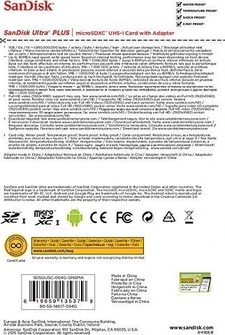 SanDisk Ultra PLUS R80 64GB Kit, UHS-I U1, Class 10