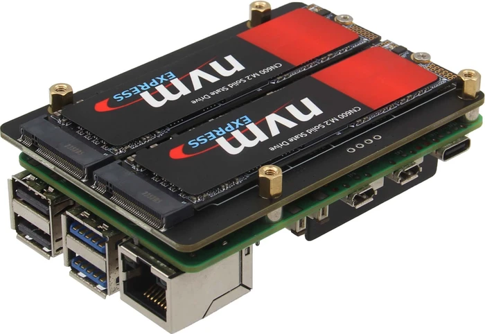 Geekworm X1005 Dual PCIe auf M.2 Key-M NVMe Adapter-Board, M.2 M-Key 2230/2242/2260/2280 NVMe Slot für Raspberry Pi 5