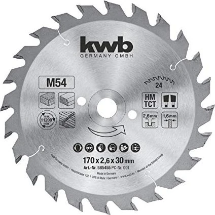 kwb M54 Kreissägeblatt 24Z, 170x1.6x30mm, 1 Stück