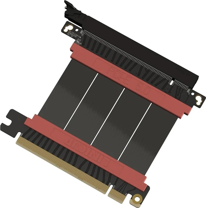 LinkUP AVA5 v2 Riser Kabel, gerade, PCIe 5.0, 50mm, schwarz/rosa