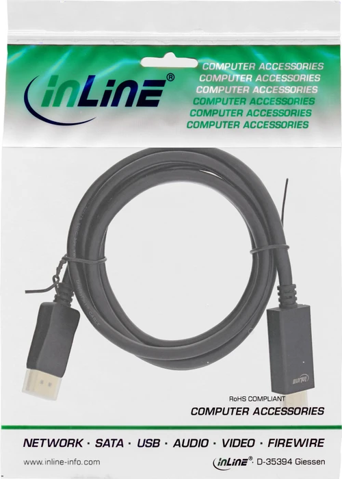 InLine DisplayPort 1.2/HDMI 2.0 Adapterkabel 4k/60Hz schwarz, 1.50m