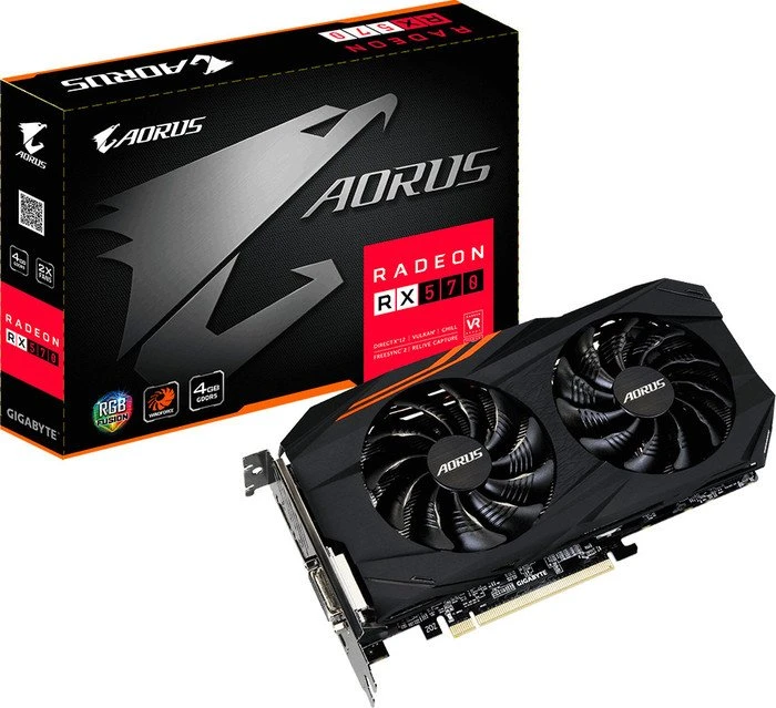 GIGABYTE AORUS Radeon RX 570 4G, 4GB GDDR5, DVI, HDMI, 3x DP
