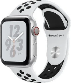 Apple Watch Nike+ Series 4 (GPS + Cellular) Aluminium 40mm silber mit Sportarmband platinum/schwarz