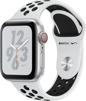 Apple Watch Nike+ Series 4 (GPS + Cellular) Aluminium 40mm silber mit Sportarmband platinum/schwarz