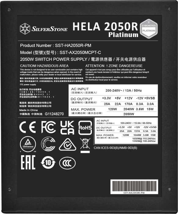 SilverStone HELA 2050R Platinum 2050W, ATX 3.0